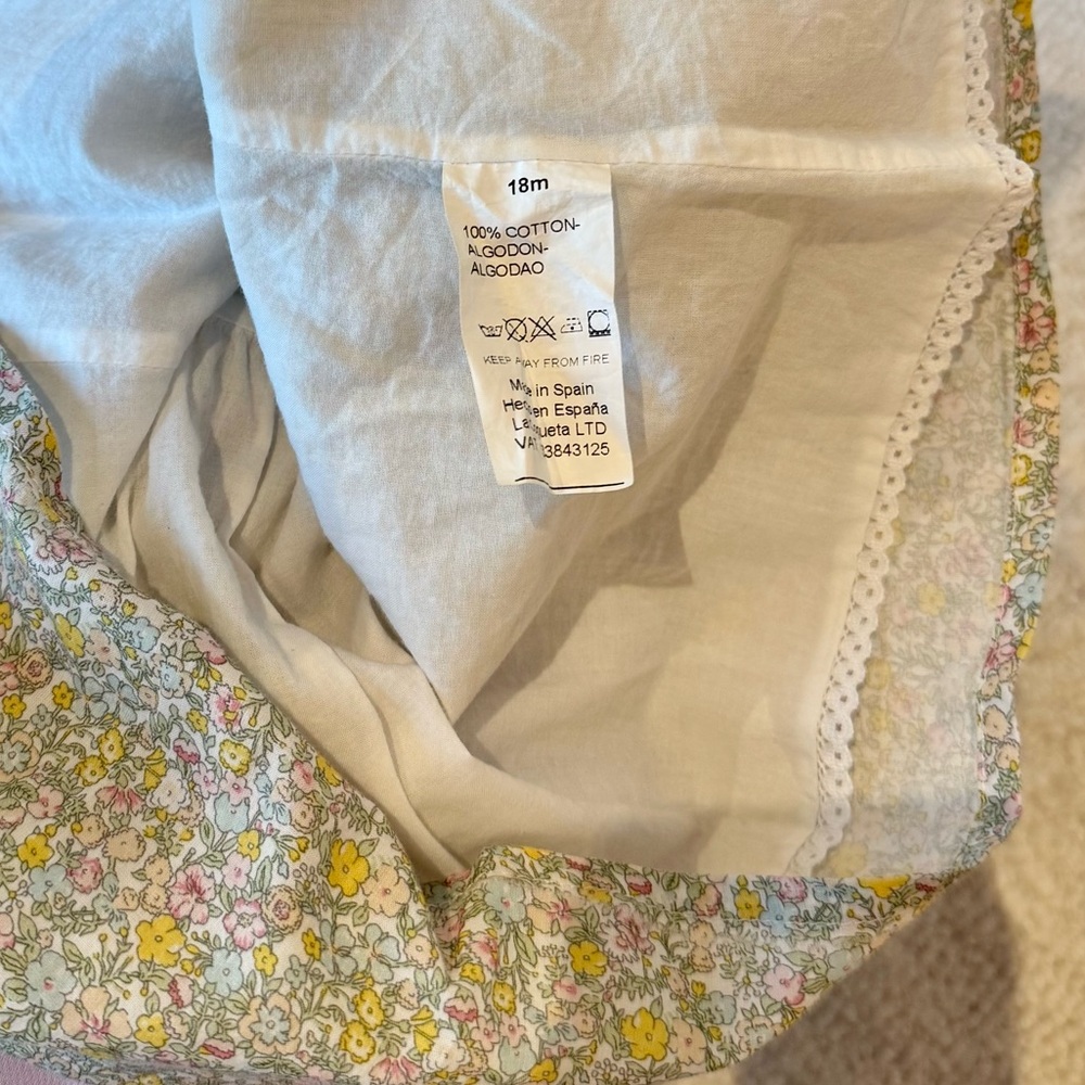La Coqueta Green Floral Rosaura Dress Spring Baby Girl Set with Bloomers - Picture 5 of 5